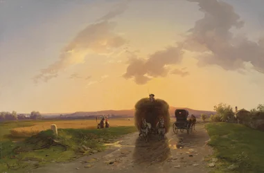 Regreso del campo al atardecer